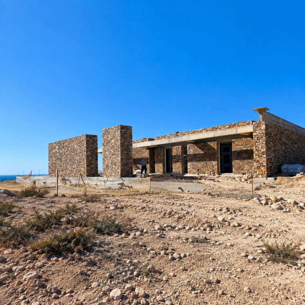 Mylos Residence under construction in Antiparos